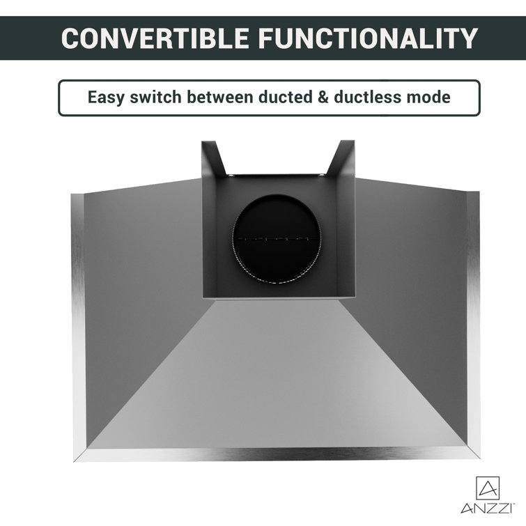 30" Stainless Steel Convertible Wall Mounted Range Hood with LED Lighting