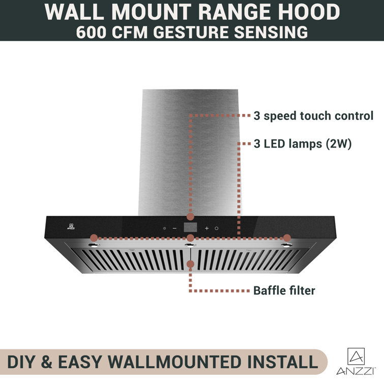 30" Stainless Steel Convertible Wall Mounted Range Hood