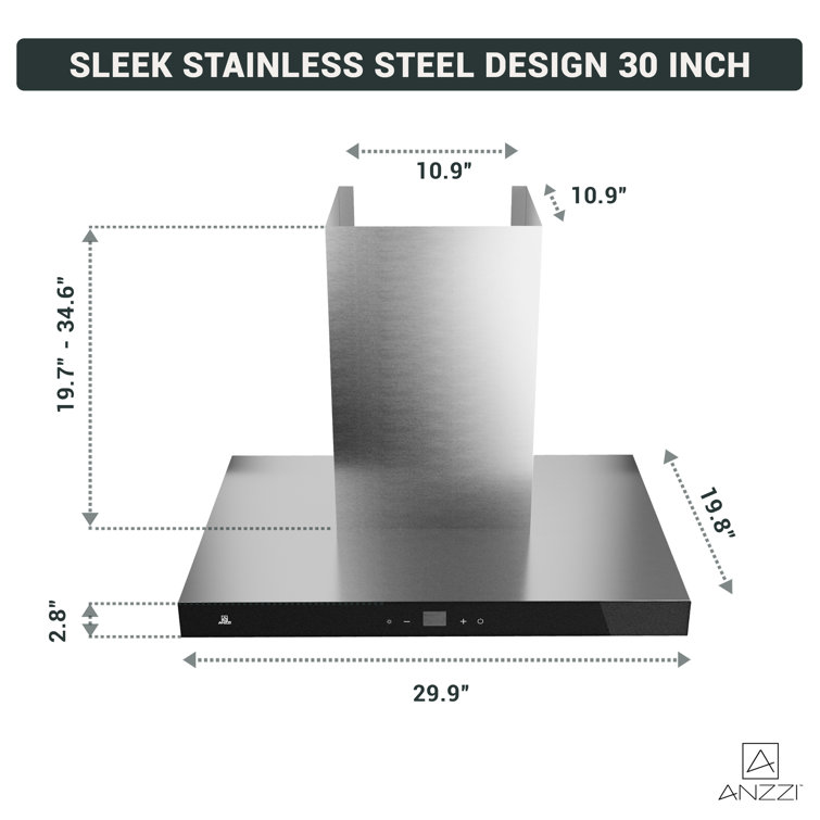 30" Stainless Steel Convertible Wall Mounted Range Hood