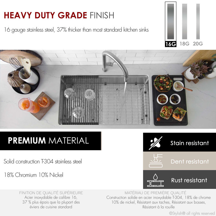 Versa33 Brushed Stainless Steel Single Bowl Undermount Kitchen Sink