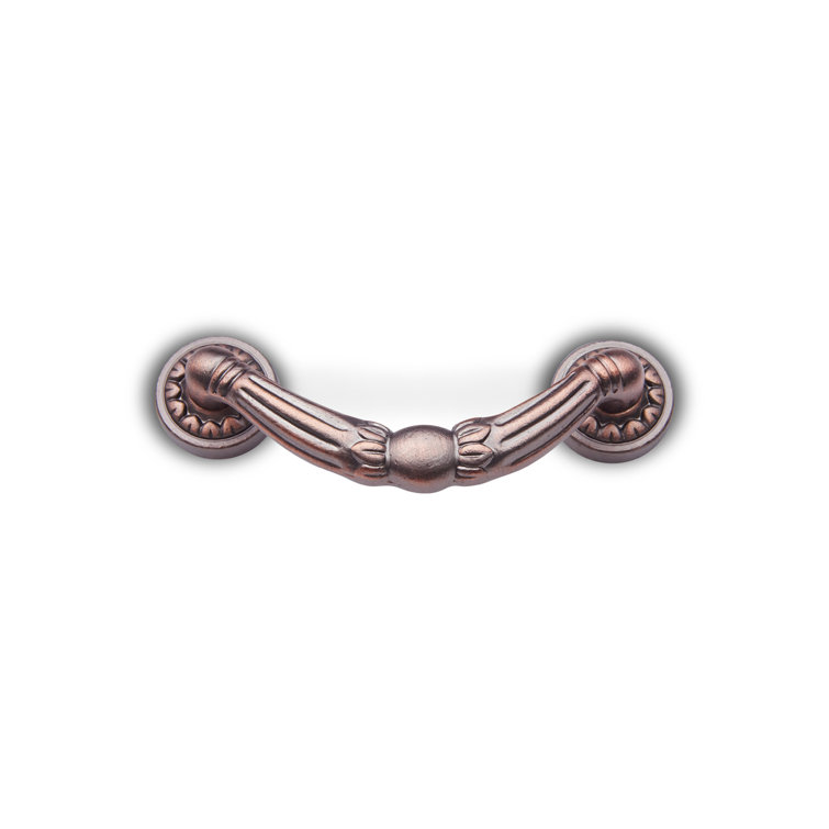 Distressed Copper Ornate Drop Bail Pull with Petal Bases