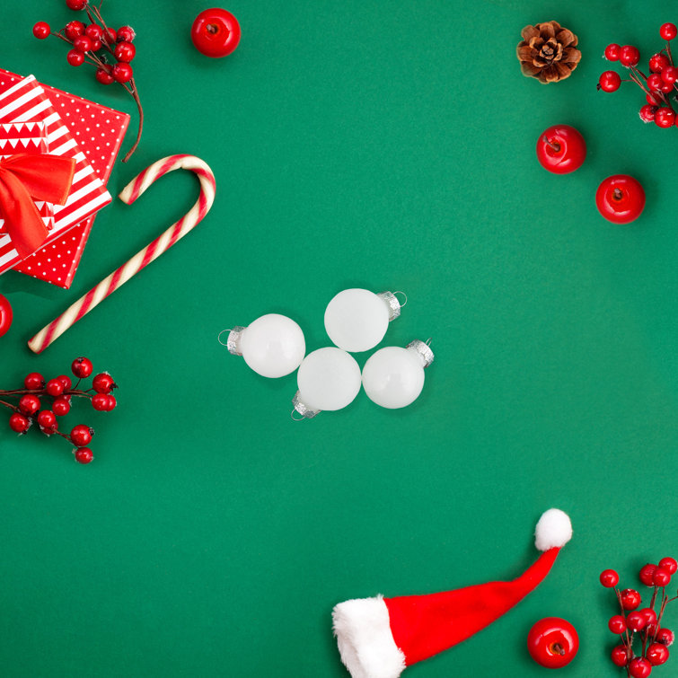 White Shiny and Matte Glass Christmas Ball Ornaments Set