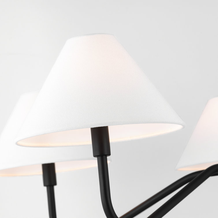Midnight Black 5-Light Candelabra Chandelier with White Linen Shades