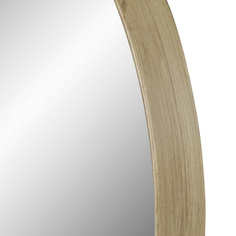 13" Round Gold Woodgrain Wall Mirror