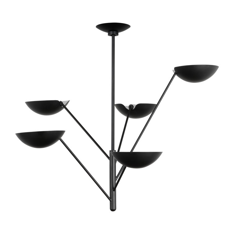 Nevel 5-Light Aged Iron Mid-Century Modern Chandelier