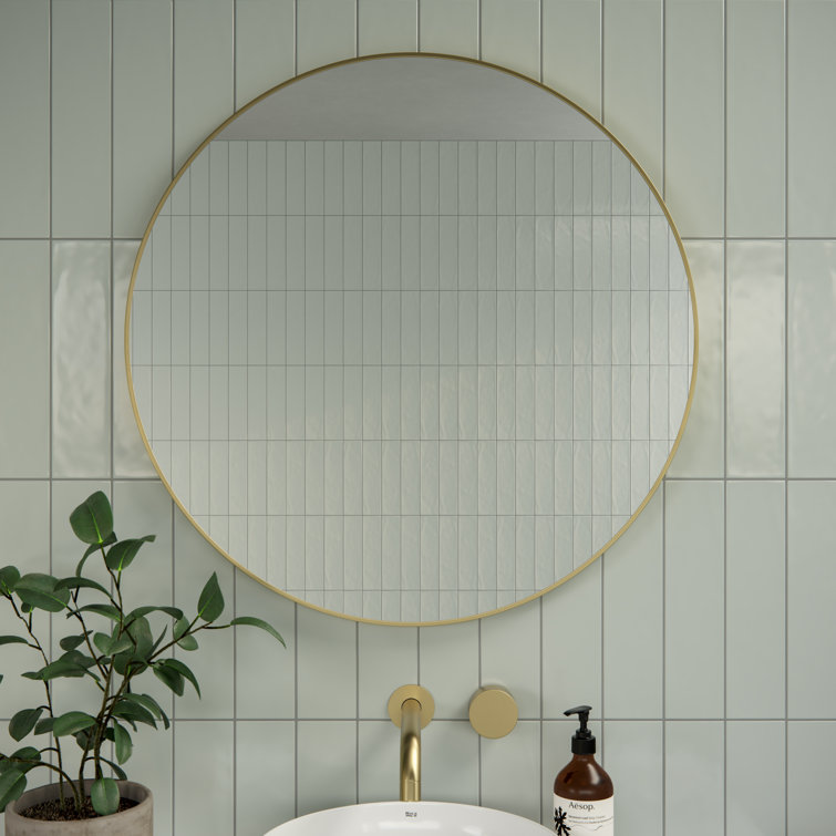 Leia 28" Round Bronze and Wood Mirror