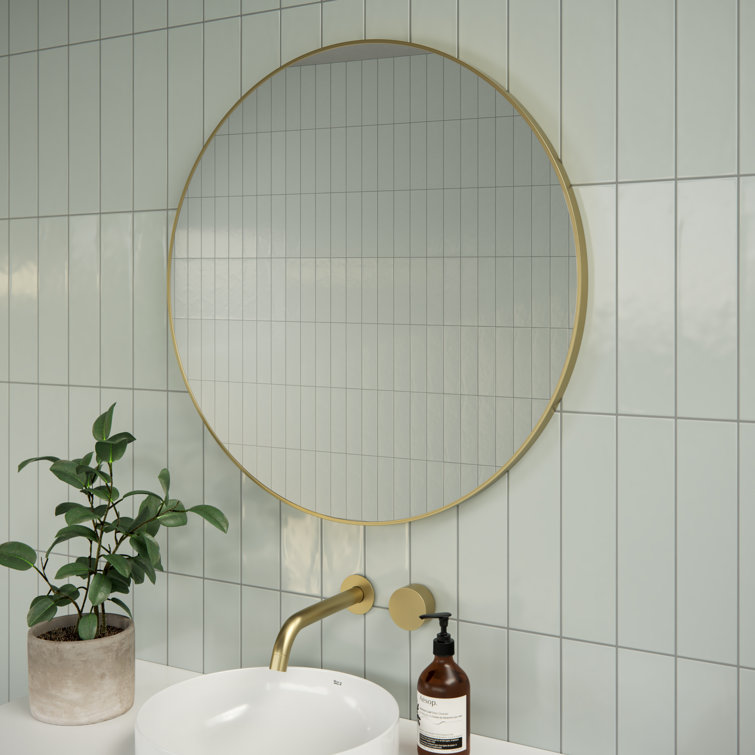 Leia 28" Round Bronze and Wood Mirror
