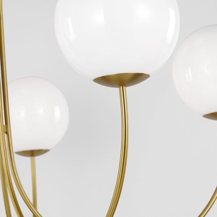 Noemie Large Burnished Brass Chandelier with Milk Glass Shades