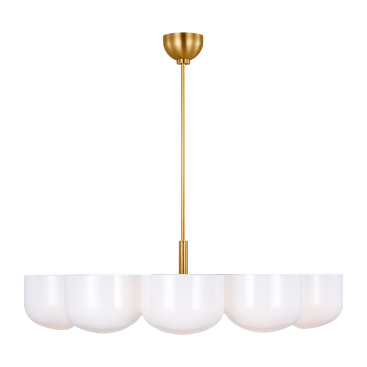 Cheverny 36" Burnished Brass Chandelier with Milk Glass Shades