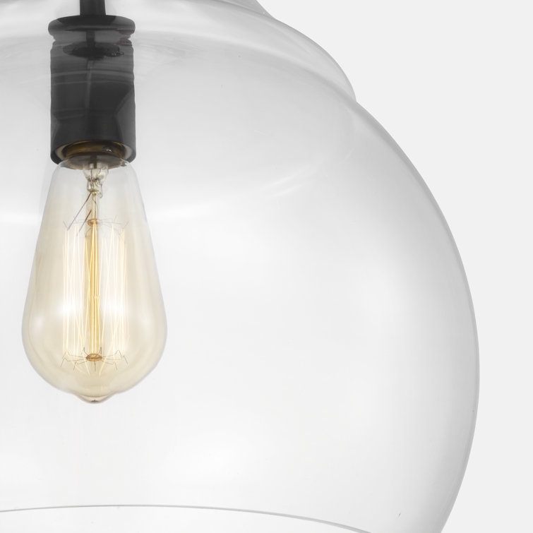 Midnight Black Clear Glass Indoor/Outdoor Pendant Light