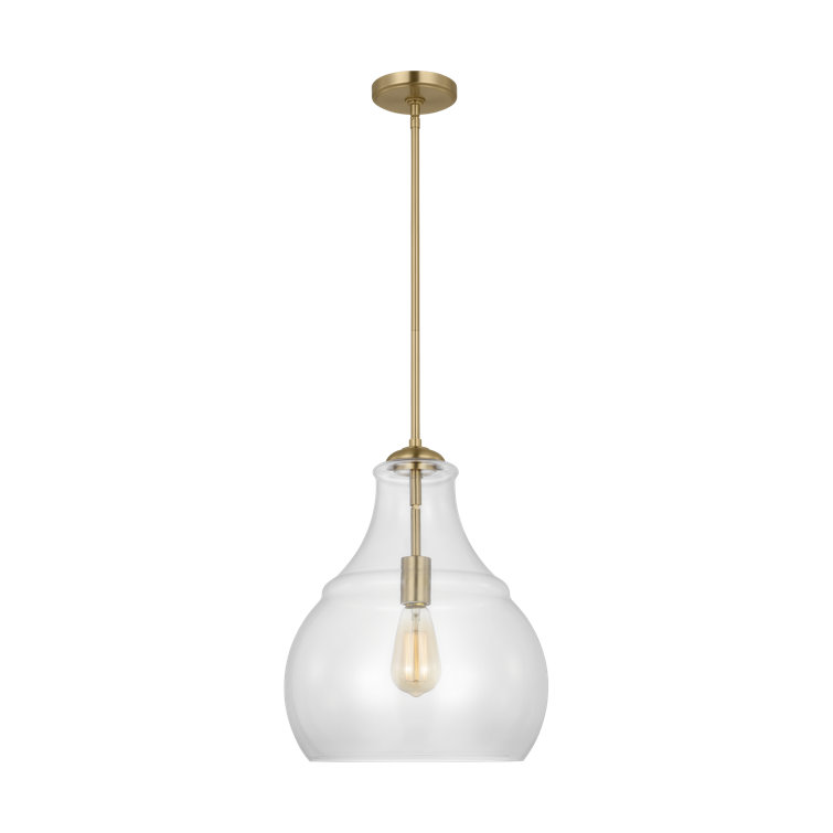 Zola 1-Light Satin Brass and Clear Glass Pendant
