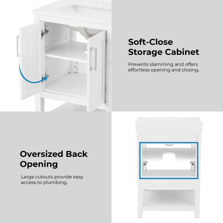 Vegas 24" Pure White Freestanding Bathroom Vanity with Sink