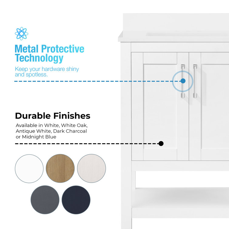 Vegas 24" Pure White Freestanding Bathroom Vanity with Sink