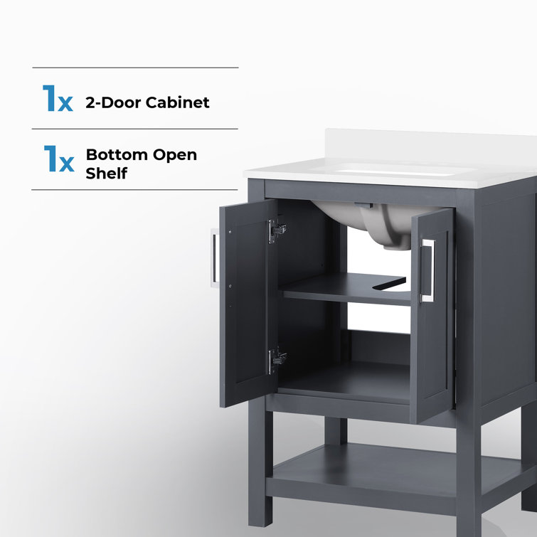 Vegas 24" Dark Charcoal Freestanding Bathroom Vanity with Sink