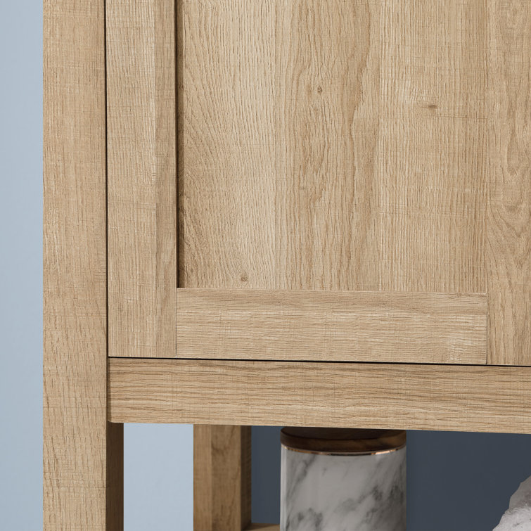 Vegas 36" White Oak Freestanding Bathroom Vanity with Marble Top