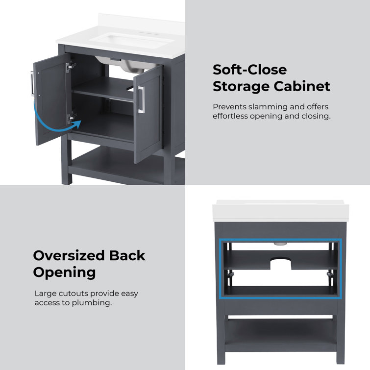 Vegas Dark Charcoal 30" Freestanding Bathroom Vanity with Sink