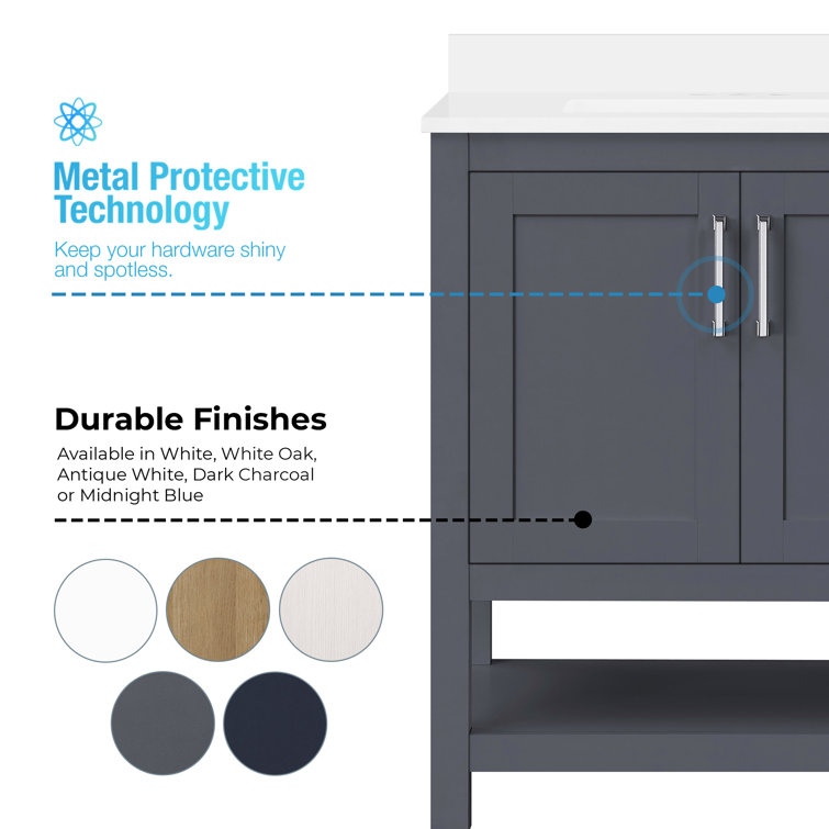 Vegas Dark Charcoal 30" Freestanding Bathroom Vanity with Sink