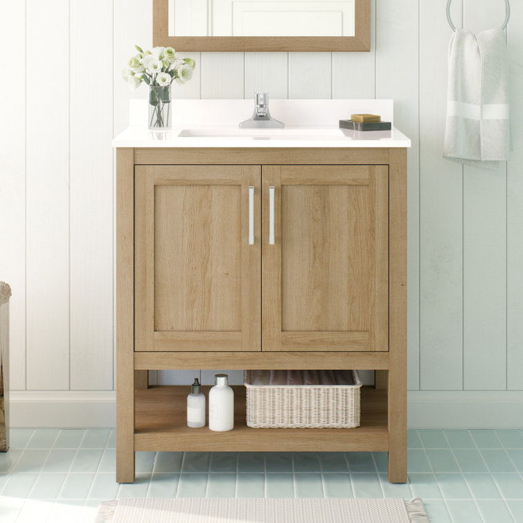 Vegas 30" White Oak Freestanding Bathroom Vanity with Ceramic Sink
