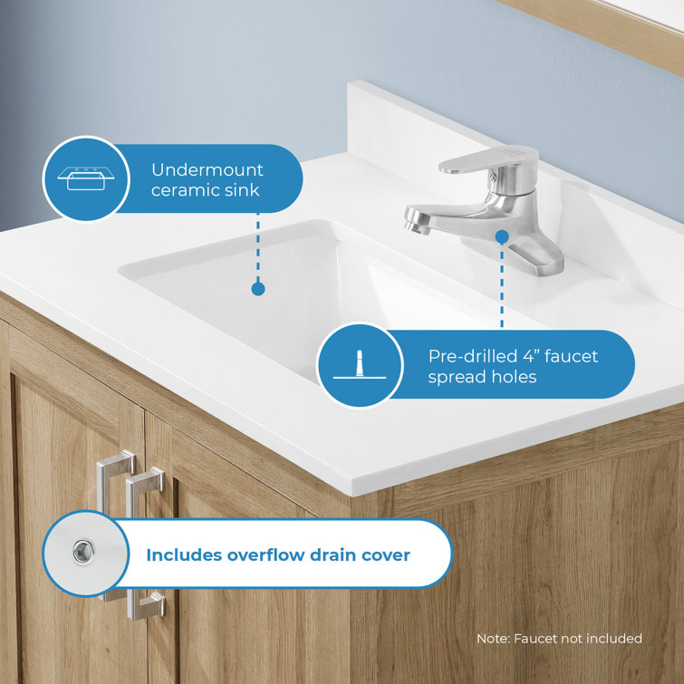 Vegas 30" White Oak Freestanding Bathroom Vanity with Ceramic Sink