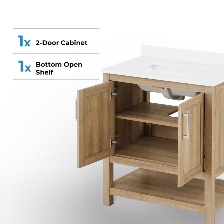 Vegas 30" White Oak Freestanding Bathroom Vanity with Ceramic Sink