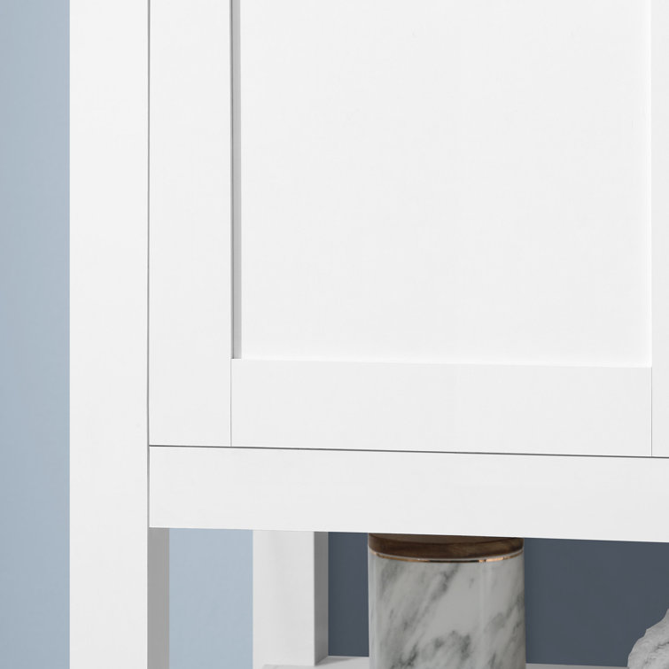 Vegas 36" Pure White Freestanding Bathroom Vanity with Marble Top