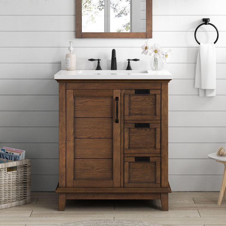 Pembroke 30" Antique Coffee Single Sink Bathroom Vanity with Ash Veneer