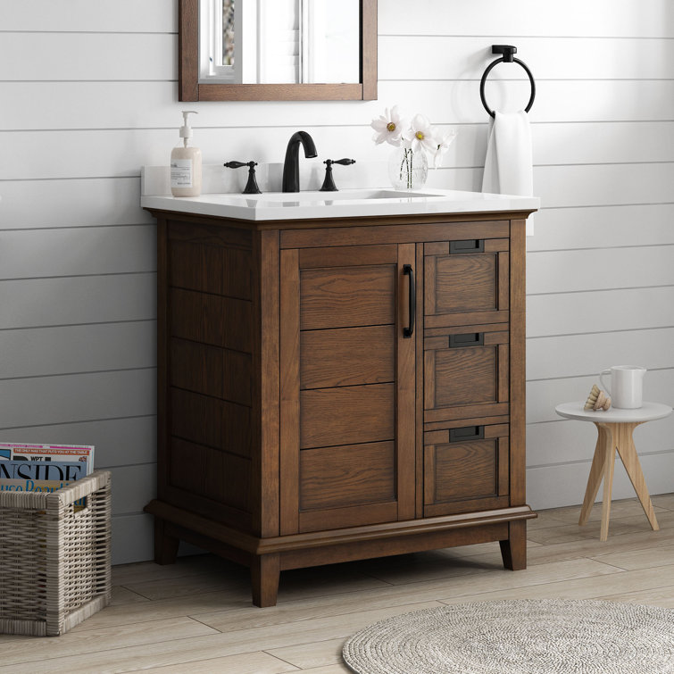 Pembroke 30" Antique Coffee Single Sink Bathroom Vanity with Ash Veneer