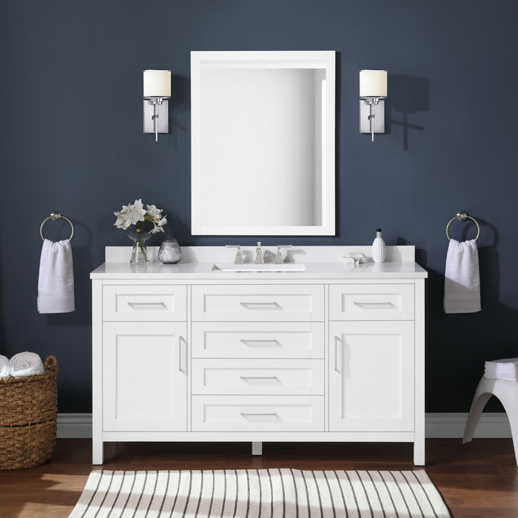 Pure White 60" Freestanding Bathroom Vanity with Single Sink