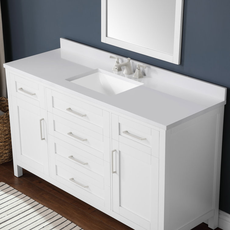 Pure White 60" Freestanding Bathroom Vanity with Single Sink