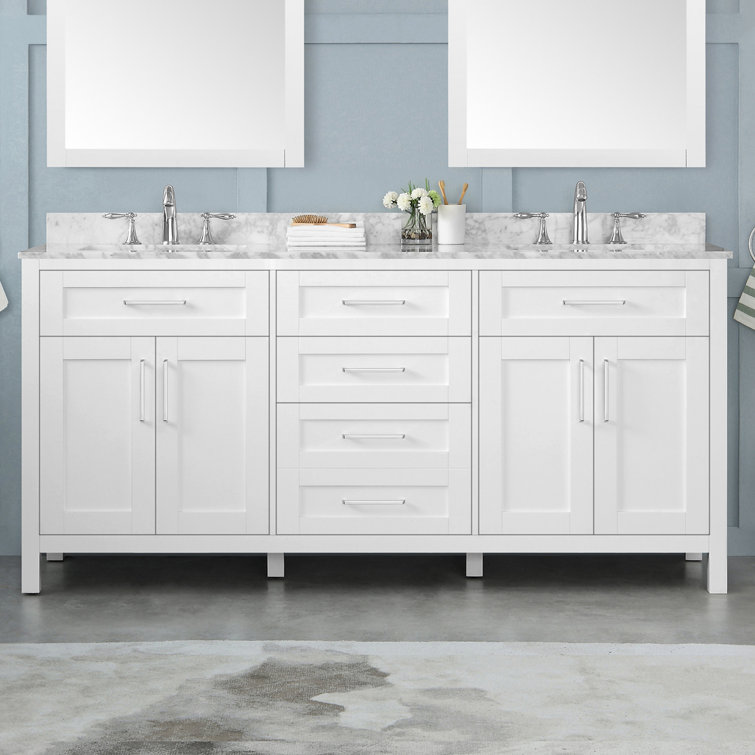 Tahoe 72" Pure White Double Sink Freestanding Vanity