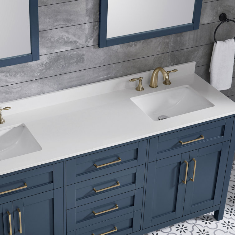 Tahoe 72" Midnight Blue Double Bathroom Vanity with Brass Hardware