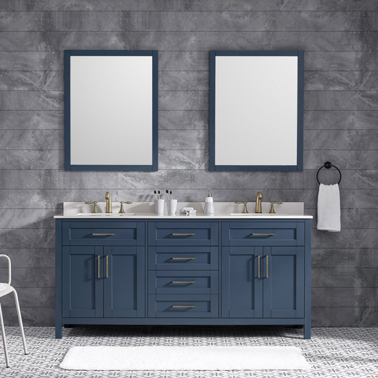 Tahoe 72" Midnight Blue Double Bathroom Vanity with Brass Hardware