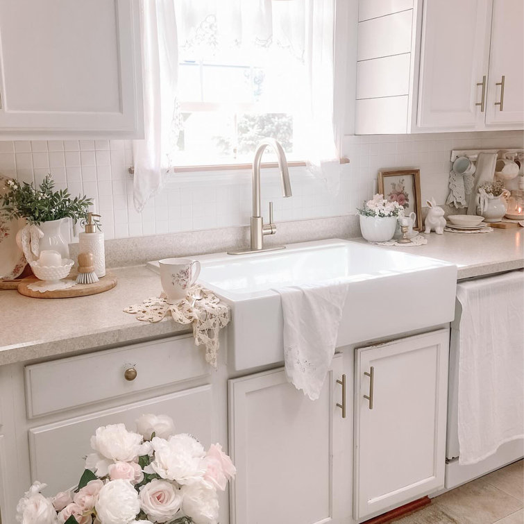 Parker White Fireclay 34" Single Bowl Farmhouse Apron Sink