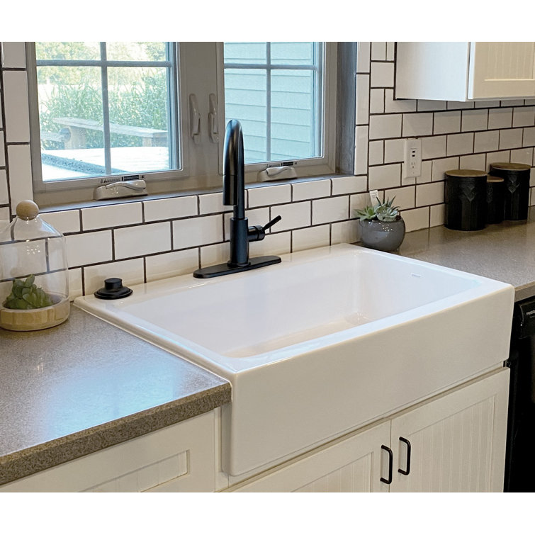 Parker White Fireclay 34" Single Bowl Farmhouse Apron Sink