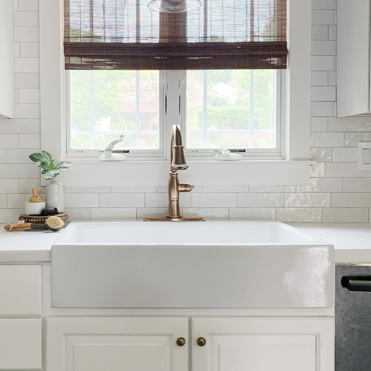 Parker White Fireclay 34" Single Bowl Farmhouse Apron Sink