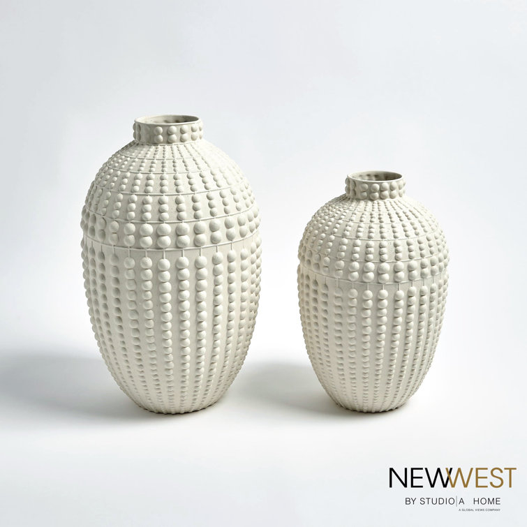 Rustic White Nail Head Decorative Wood Table Vase