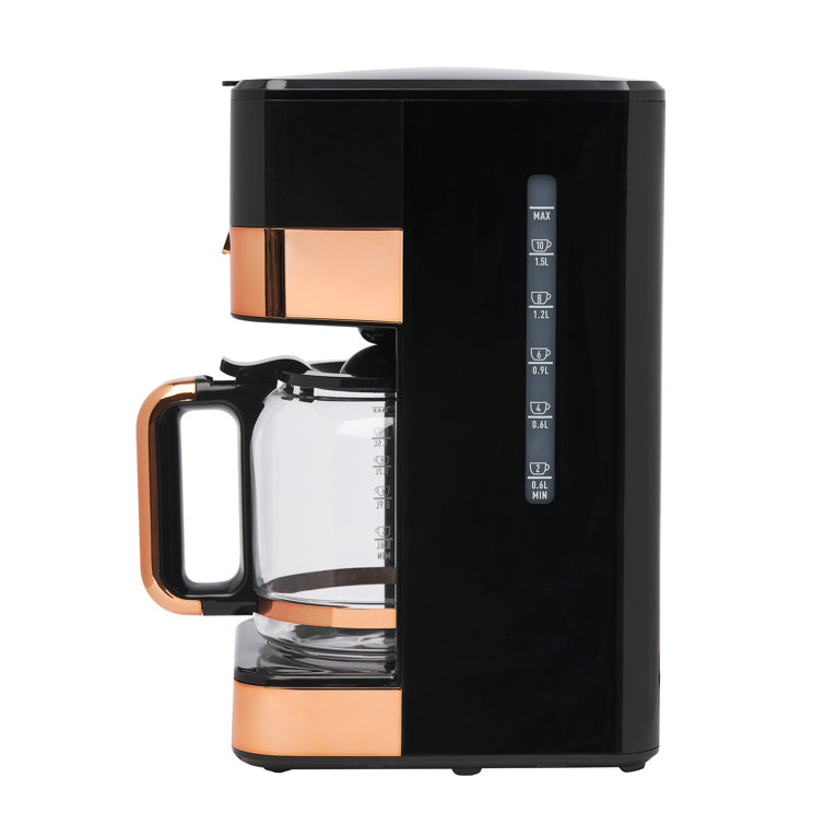 Haden Black and Copper 12-Cup Programmable Digital Coffee Maker