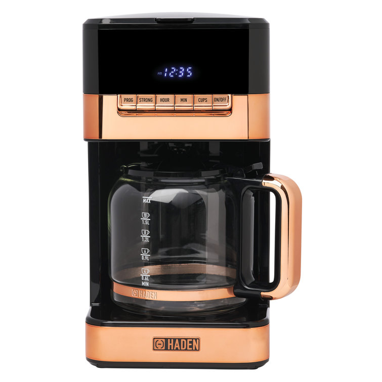 Haden Black and Copper 12-Cup Programmable Digital Coffee Maker