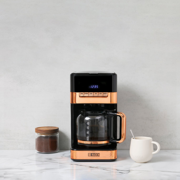 Haden Black and Copper 12-Cup Programmable Digital Coffee Maker