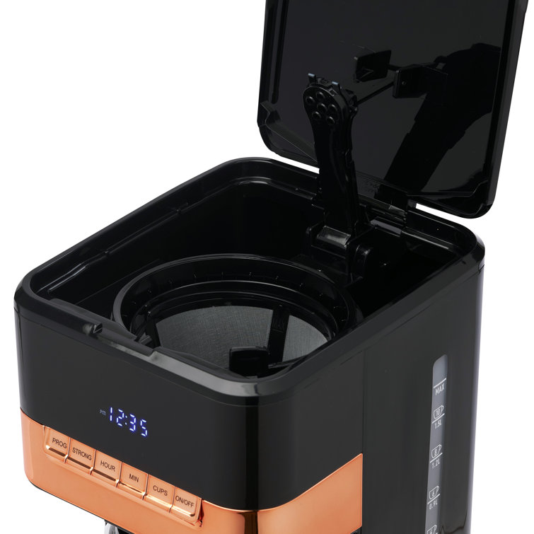 Haden Black and Copper 12-Cup Programmable Digital Coffee Maker