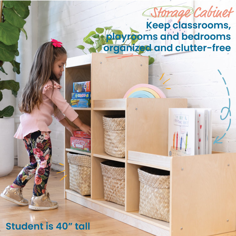 Natural Birch Wood 6-Cube Kids Storage Cabinet