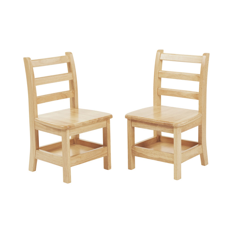 Natural Rubberwood Ladderback Kids Chairs with Storage, 2-Pack