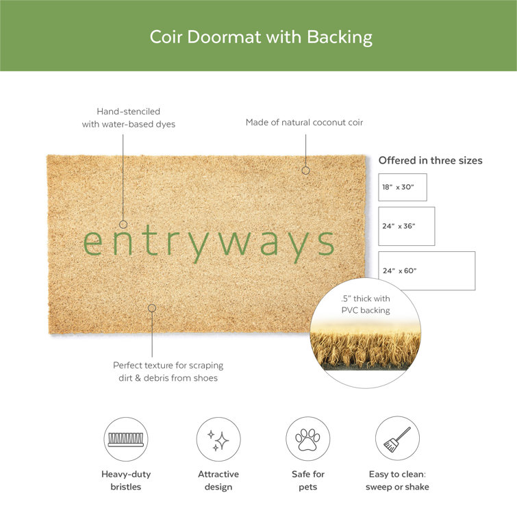 Black and Natural Coir Outdoor Doormat 24" x 36"