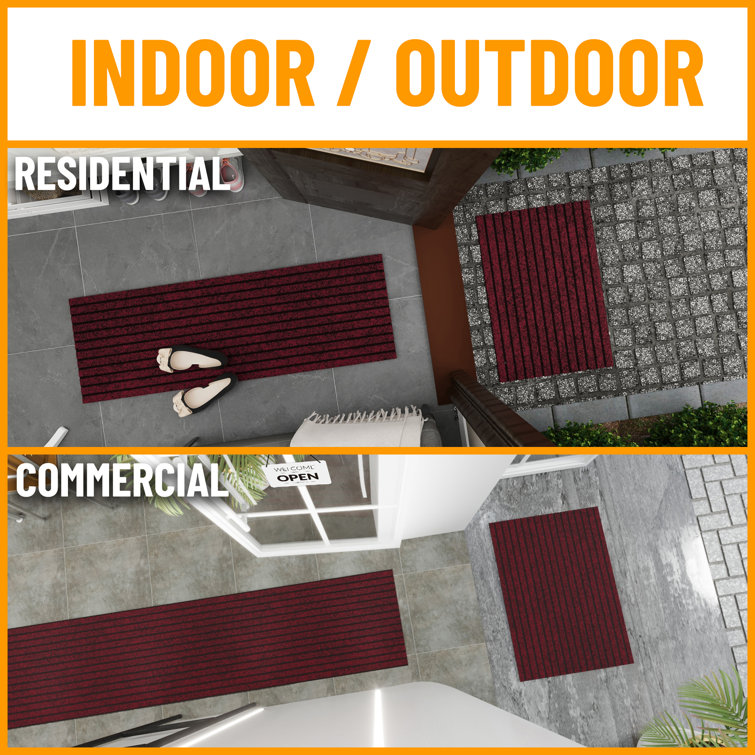 Gray Ribbed Polyester Utility Garage and Patio Rug 5' x 6'11"