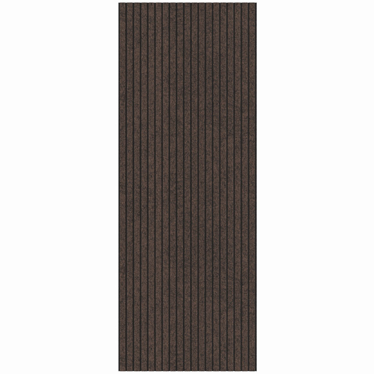 Gray Ribbed Non-Slip Synthetic Runner Rug, 2' x 6'