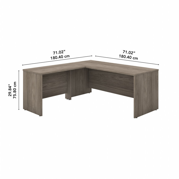 Modern Hickory L-Shaped Corner Desk with Filing Cabinet