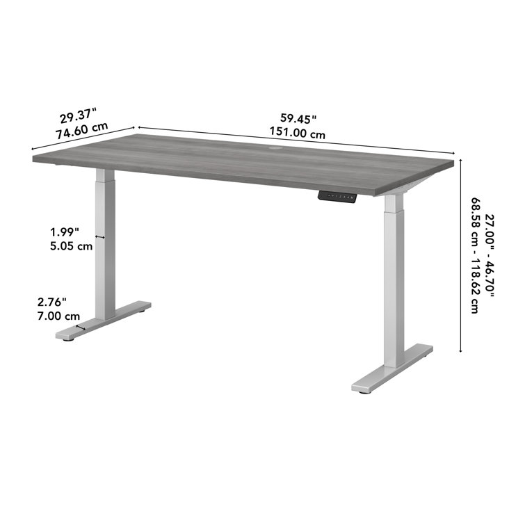 Elevate 60" Platinum Gray Electric Sit/Stand Desk with Keyboard Tray