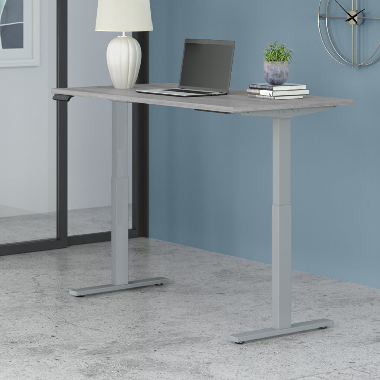 Elevate 60" Platinum Gray Electric Sit/Stand Desk with Keyboard Tray