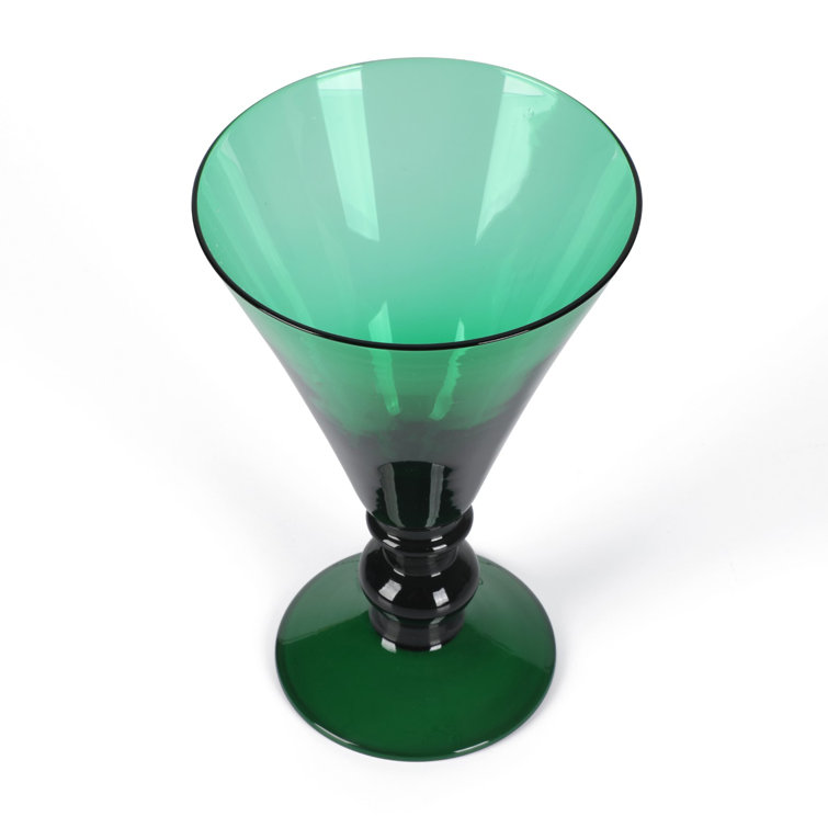 Jade Green Handcrafted Glass Martini Goblets, Set of 4