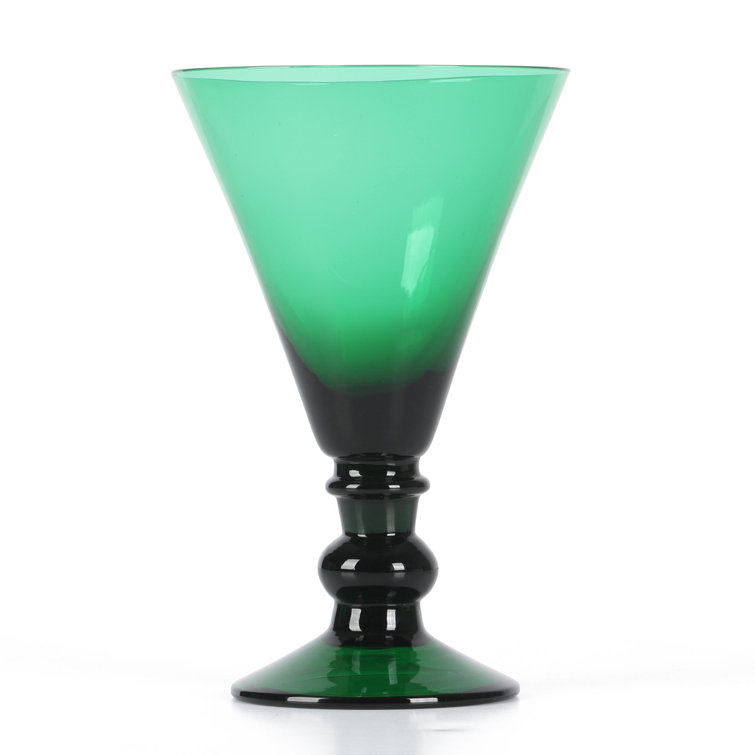 Jade Green Handcrafted Glass Martini Goblets, Set of 4